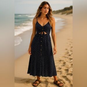 Patrons of Peace Polka Dot Midi Dress